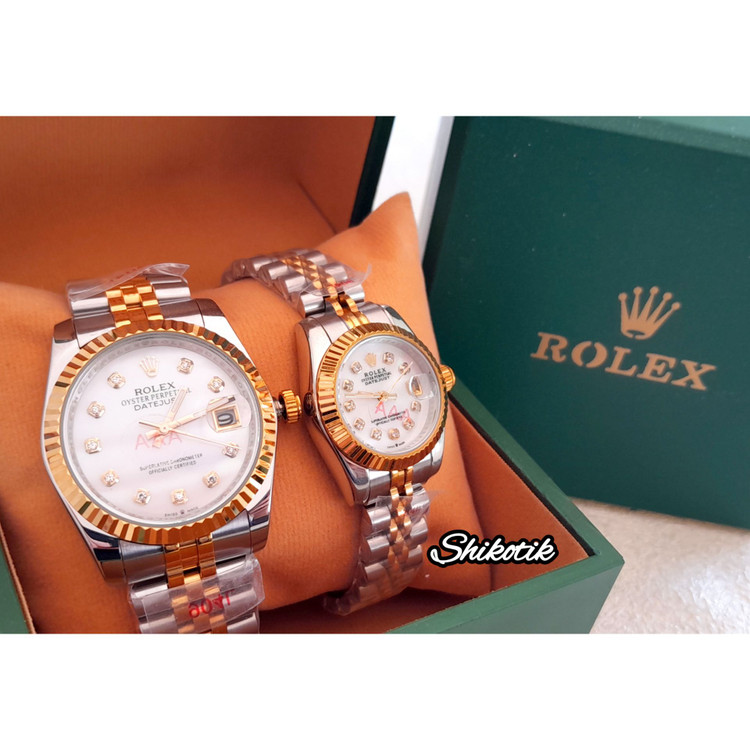 ساعت مچی ست مردانه و زنانه ROLEX مدل OYSTER PERPETUAL DATEJUST ( اورجینال - قاب طلا)