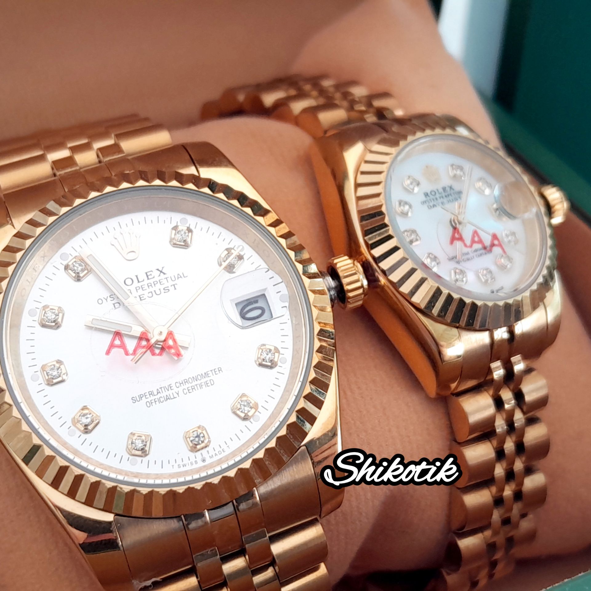ساعت مچی ست مردانه و زنانه ROLEX مدل OYSTER PERPETUAL DATEJUST ( اورجینال - قاب طلا)