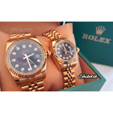 ساعت مچی ست مردانه و زنانه ROLEX مدل OYSTER PERPETUAL DATEJUST ( اورجینال - قاب طلا)